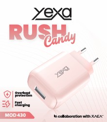 CARGADOR 220V Y-00B9 4.8A - RUSH (M430) - 1USB - YEXA - ROSA