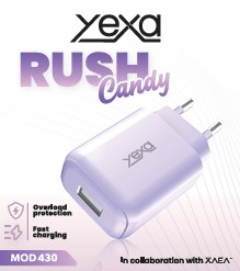 CARGADOR 220V Y-00B9 4.8A (M430) - RUSH - 1USB - YEXA - VIOLETA