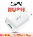 CARGADOR 220V 4.8A RUSH (S/CABLE) 1USB Y-00FP - YEXA - BLANCO