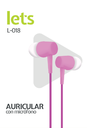 AURICULARES CON MICROFONO MODL-018 - LETS - ROSA