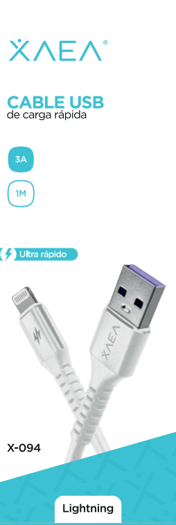 CABLE USB X-094  LIGHTNING - XAEA - BLANCO