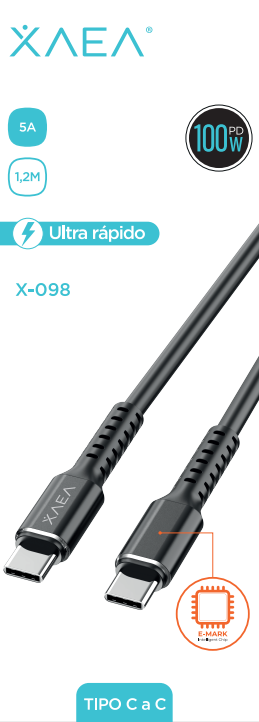 CABLE TIPO C -TIPO C/PD-100W  X-098 - XAEA - NEGRO