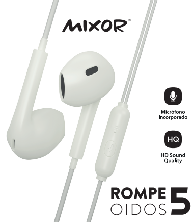 AURICULAR CON MICROFONO M-039 - ROMPE OIDOS 5 MIXOR BLANCO