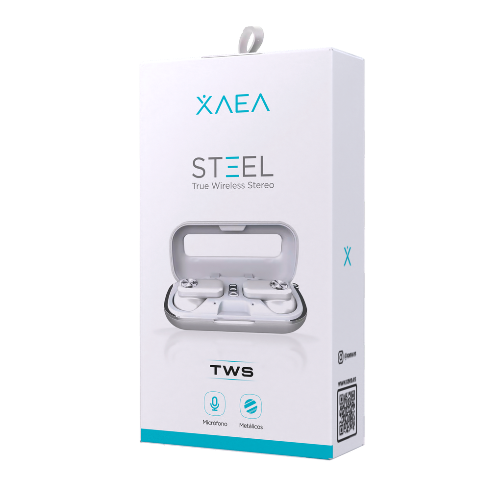 AURICULAR MANOS LIBRES TWS X-102 STEEL  XAEA BLANCO