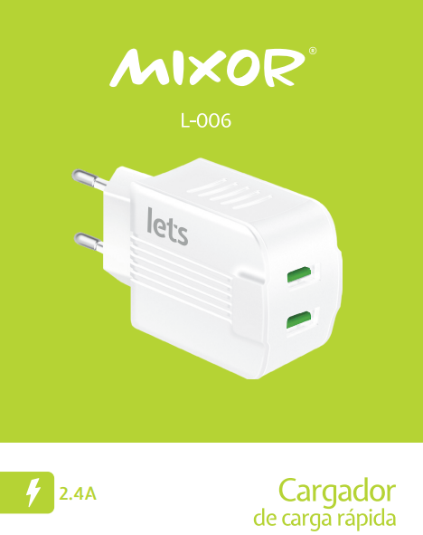 CARGADOR RED M-006 - 12W - 2USB - MIXOR BLANCO