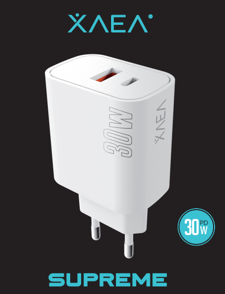 CARGADOR PD X-004  USB+TIPO C  SUPREME  XAEA BLANCO