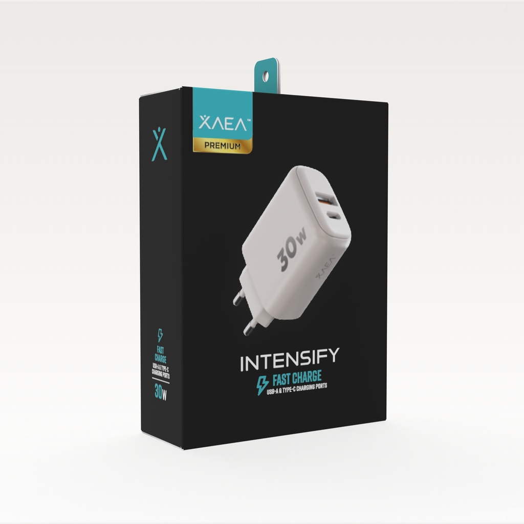 CARGADOR 220V X-C015 - INTENSIFY (S/CABLE) - 1USB 1TC - XAEA - BLANCO