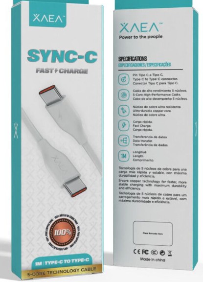 CABLE TIPO C A TIPO C MODO-141 SYNC-C - XAEA - BLANCO