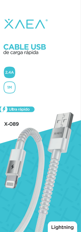 CABLE USB X-089 LIGHTNING - XAEA - BLANCO