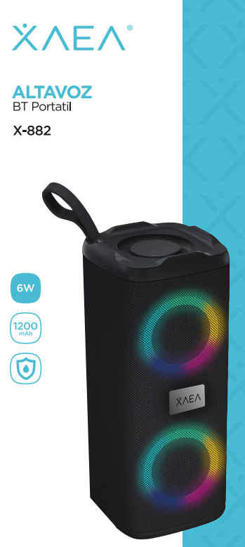 ALTAVOZ BT C/LUZ 6W  X-882 - XAEA NEGRO
