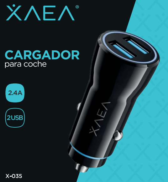CARGADOR COCHE X-035 - Q.C. 2,4 A 2 USB XAEA NEGRO