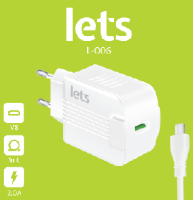 CARGADOR RED MODL-006 - 10W - 1USB + CABLE MICRO - LETS BLANCO