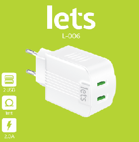 CARGADOR RED L-006 - 10W - 2USB - LETS - BLANCO