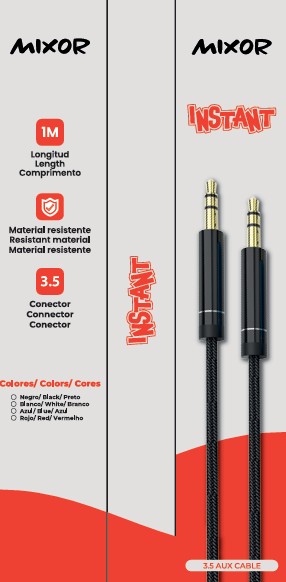 CABLE AUX 3,5 M-003 - INSTANTE - MIXOR - ROJO