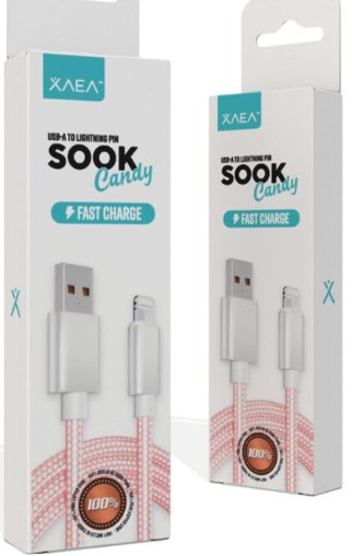 CABLE USB LIGHTNING X-092 - SOOK CANDY - XAEA - ROSA