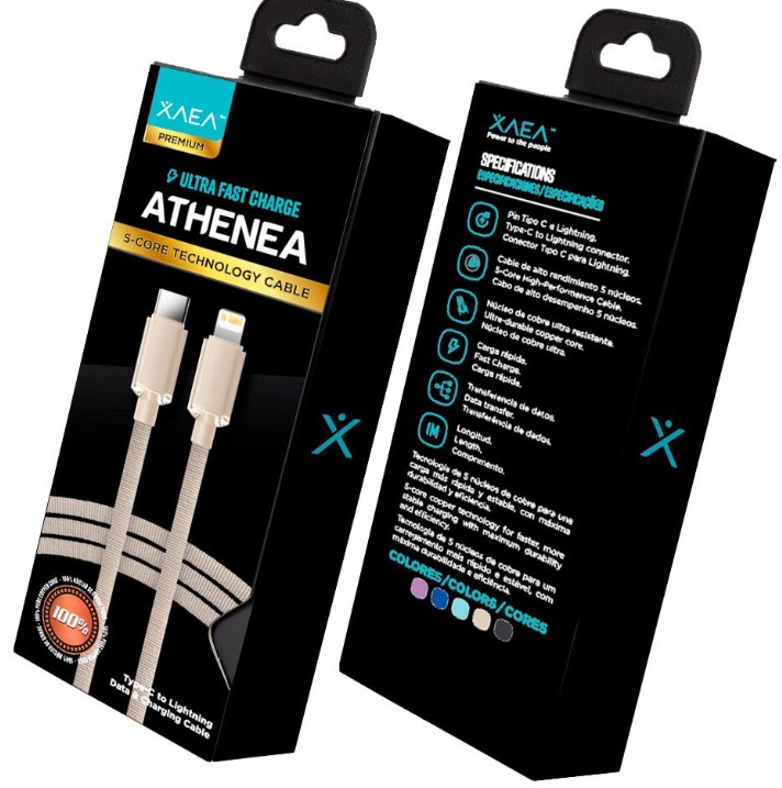 CABLE TIPO C - LIGHTNING X-098 - ATHENEA - XAEA - LILA