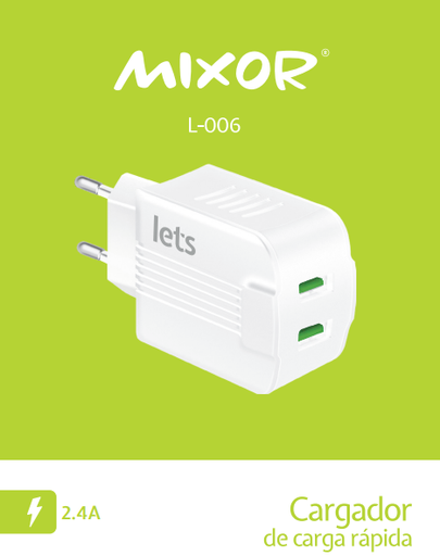 [CARM09006010] CARGADOR RED M-006 - 12W - 2USB - MIXOR BLANCO