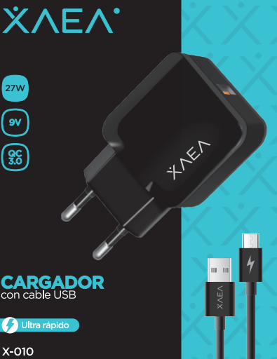 [CARX0601002] CARGADOR RED X-010 CABLE MICRO - XAEA  NEGRO